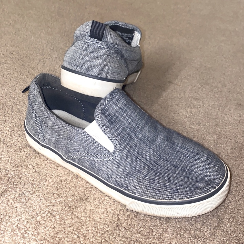 Denim slip ons.